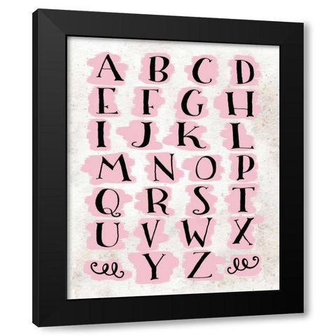 Pink Alphabet Black Modern Wood Framed Art Print with Double Matting by Moss, Tara