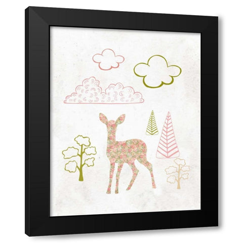 Deer Scene Black Modern Wood Framed Art Print with Double Matting by Moss, Tara