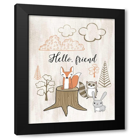 Hello Friend Black Modern Wood Framed Art Print with Double Matting by Moss, Tara