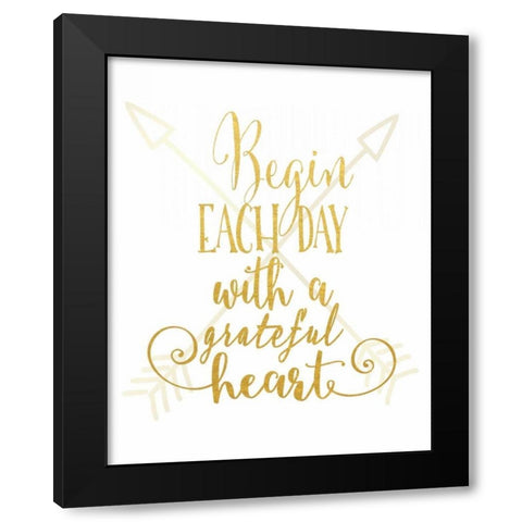 Grateful Heart Arrows Gold Black Modern Wood Framed Art Print by Moss, Tara