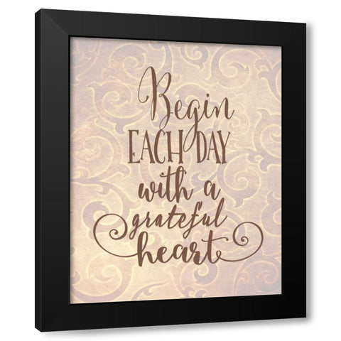 Grateful Heart w/ Bckgrnd Black Modern Wood Framed Art Print with Double Matting by Moss, Tara