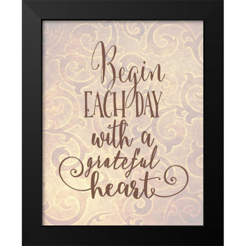 Grateful Heart w/ Bckgrnd Black Modern Wood Framed Art Print by Moss, Tara