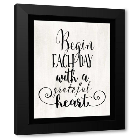 Grateful Heart Cream and Black Black Modern Wood Framed Art Print with Double Matting by Moss, Tara