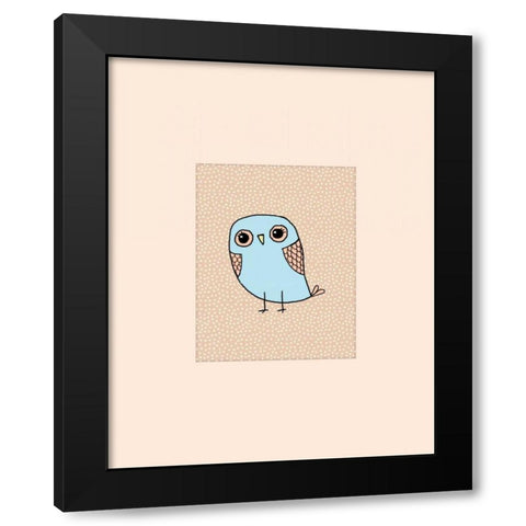 Woodland Owl Black Modern Wood Framed Art Print with Double Matting by Moss, Tara