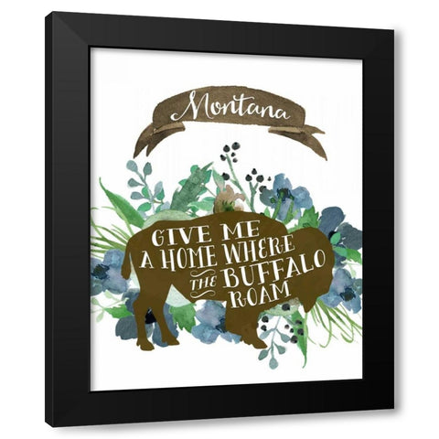 Montana Blue Buffalo Black Modern Wood Framed Art Print by Moss, Tara