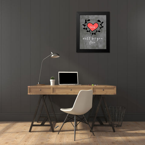 Love Will Set You Free Black Modern Wood Framed Art Print by Moss, Tara