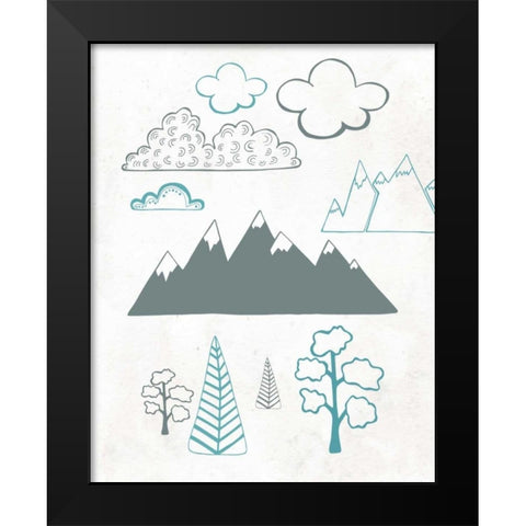 Teal and Gray Scene Black Modern Wood Framed Art Print by Moss, Tara