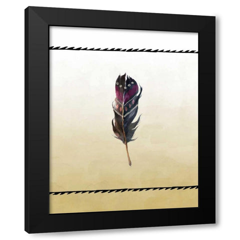 Feather on Yellow Black Modern Wood Framed Art Print by Moss, Tara