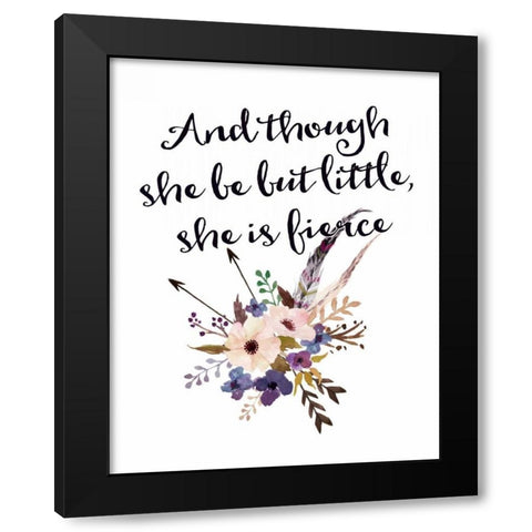 She is Fierce Floral Black Modern Wood Framed Art Print by Moss, Tara