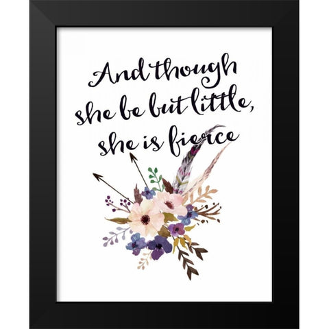 She is Fierce Floral Black Modern Wood Framed Art Print by Moss, Tara