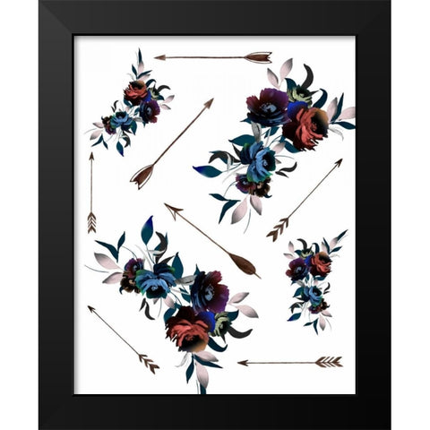 Florals and Arrows Watercolor Black Modern Wood Framed Art Print by Moss, Tara