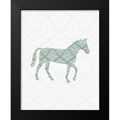 Damask Horse Black Modern Wood Framed Art Print by Moss, Tara