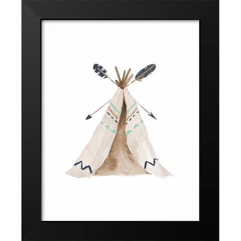 Blue Tee Pee Black Modern Wood Framed Art Print by Moss, Tara