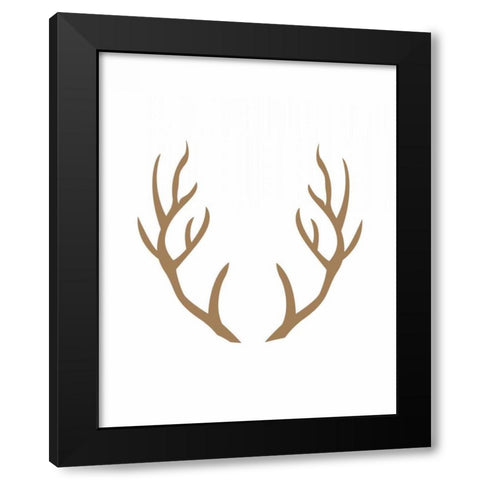 Brown Antlers Black Modern Wood Framed Art Print by Moss, Tara