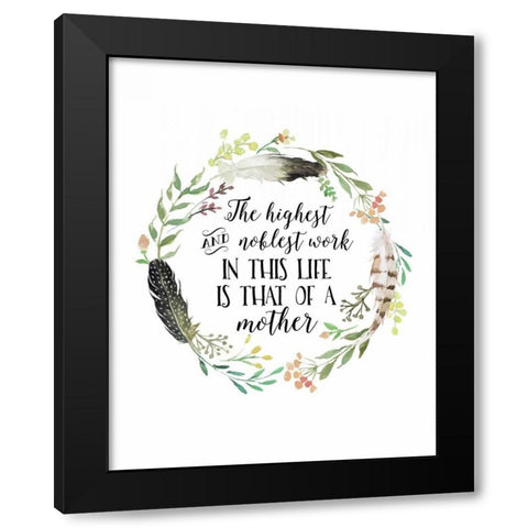 Mother Quote Wreath Black Modern Wood Framed Art Print with Double Matting by Moss, Tara