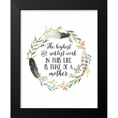 Mother Quote Wreath Black Modern Wood Framed Art Print by Moss, Tara