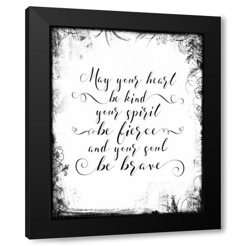 Kind Fierce Brave with Border Black Modern Wood Framed Art Print by Moss, Tara