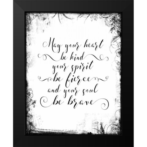 Kind Fierce Brave with Border Black Modern Wood Framed Art Print by Moss, Tara