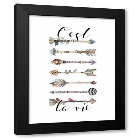 Cest La Vie Arrows Black Modern Wood Framed Art Print by Moss, Tara