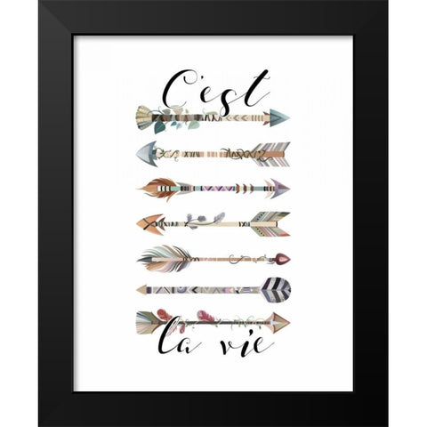 Cest La Vie Arrows Black Modern Wood Framed Art Print by Moss, Tara
