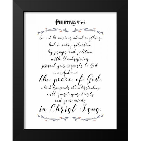 Philippians 4 Black Modern Wood Framed Art Print by Moss, Tara