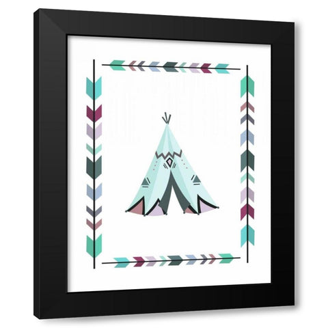 Teepee Teal and Purple Black Modern Wood Framed Art Print by Moss, Tara