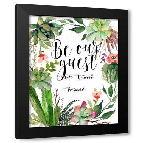 Be Our Guest Wifi Black Modern Wood Framed Art Print with Double Matting by Moss, Tara