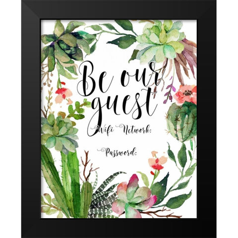 Be Our Guest Wifi Black Modern Wood Framed Art Print by Moss, Tara