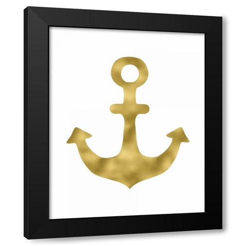 Gold Anchor Black Modern Wood Framed Art Print by Moss, Tara