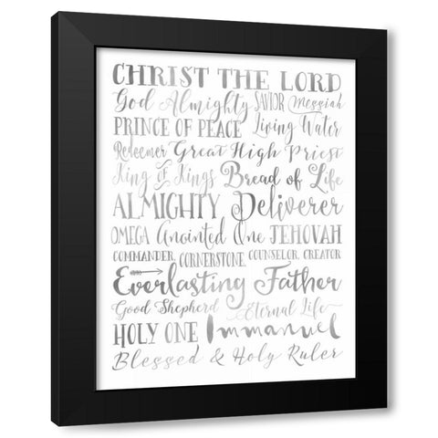 Silver Names of God Black Modern Wood Framed Art Print by Moss, Tara