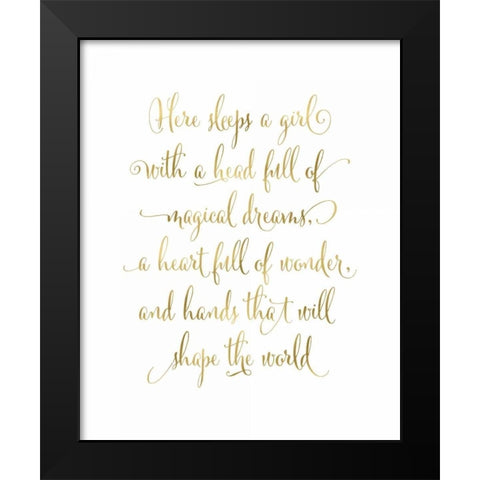 Here Sleeps a Girl Black Modern Wood Framed Art Print by Moss, Tara