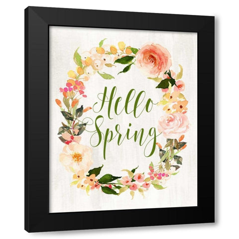 Hello Spring Wreath II Black Modern Wood Framed Art Print by Moss, Tara