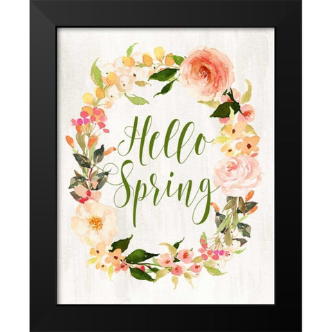 Hello Spring Wreath II Black Modern Wood Framed Art Print by Moss, Tara