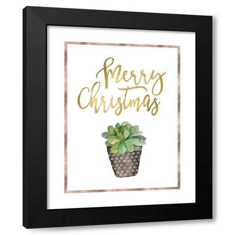 Merry Christmas Succulent Black Modern Wood Framed Art Print with Double Matting by Moss, Tara