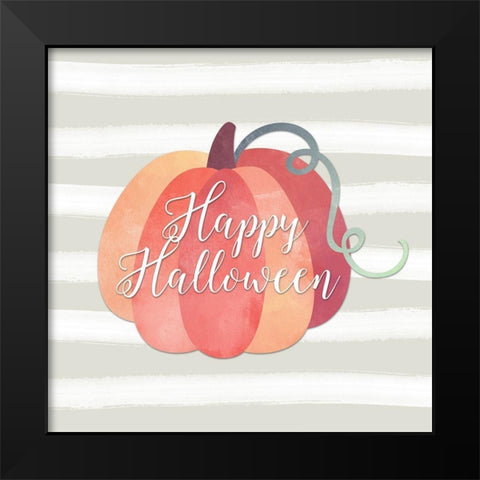 Happy Halloween Pumpkin Black Modern Wood Framed Art Print by Moss, Tara
