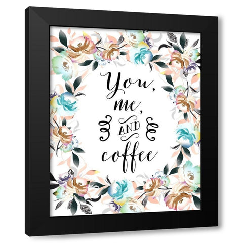 You, Me and Coffee Black Modern Wood Framed Art Print with Double Matting by Moss, Tara