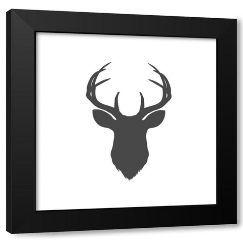 Charcoal Deer Head Black Modern Wood Framed Art Print by Moss, Tara