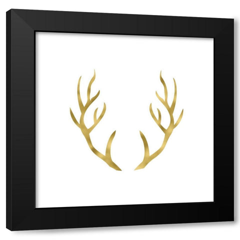 Gold Antlers Black Modern Wood Framed Art Print with Double Matting by Moss, Tara