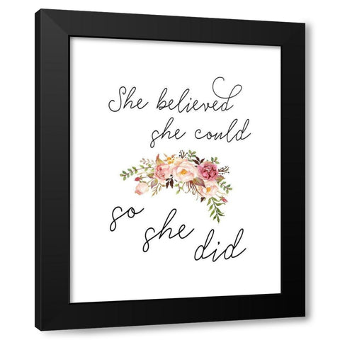 So She Did Floral Black Modern Wood Framed Art Print with Double Matting by Moss, Tara