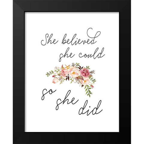 So She Did Floral Black Modern Wood Framed Art Print by Moss, Tara