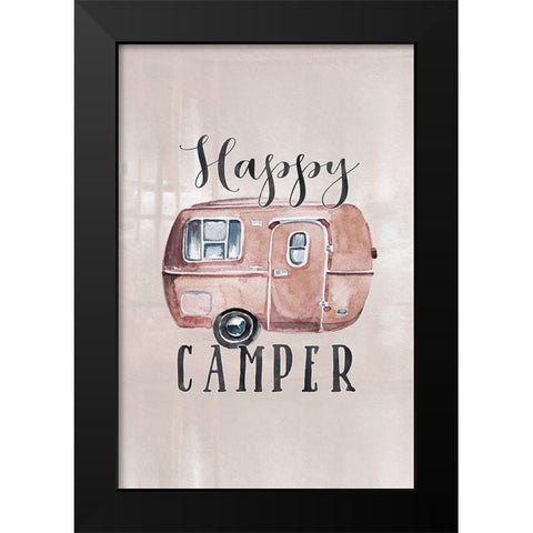 Happy Camper Black Modern Wood Framed Art Print by Moss, Tara