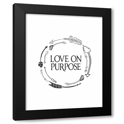 Love on Purpose Wreath Black Modern Wood Framed Art Print with Double Matting by Moss, Tara