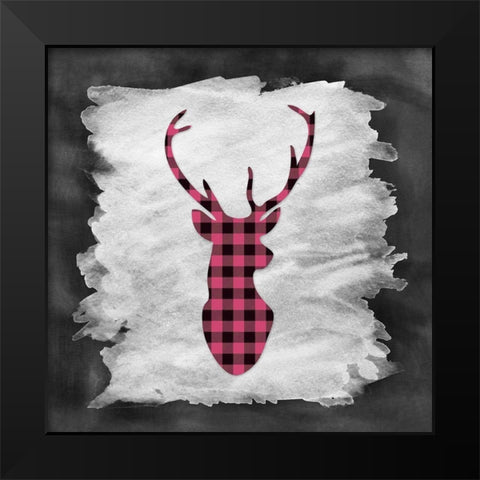 Pink Plaid Deer Black Modern Wood Framed Art Print by Moss, Tara