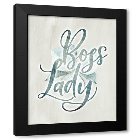 Boss Lady Floral Black Modern Wood Framed Art Print by Moss, Tara