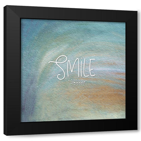 Smile Colorful Black Modern Wood Framed Art Print by Moss, Tara