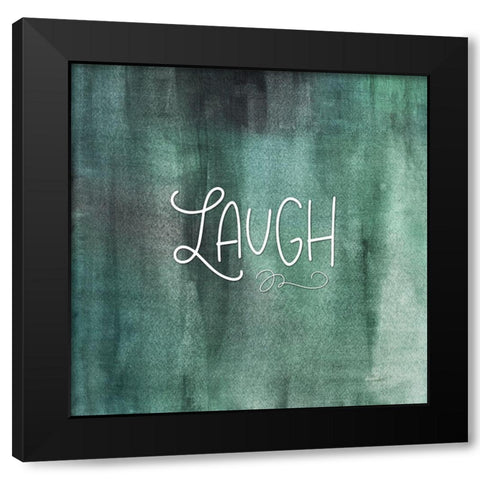 Laugh Green Black Modern Wood Framed Art Print with Double Matting by Moss, Tara