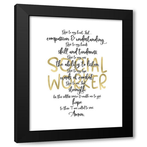 Social Worker Prayer Black Modern Wood Framed Art Print with Double Matting by Moss, Tara