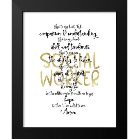 Social Worker Prayer Black Modern Wood Framed Art Print by Moss, Tara