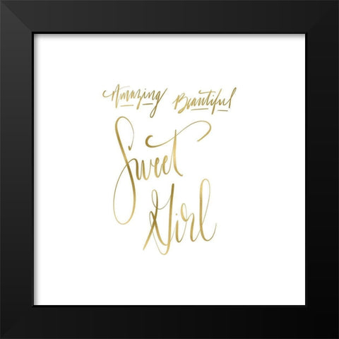 Amazing Beautiful Sweet Girl Black Modern Wood Framed Art Print by Moss, Tara