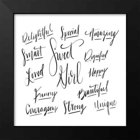 Sweet Girl Black Modern Wood Framed Art Print by Moss, Tara